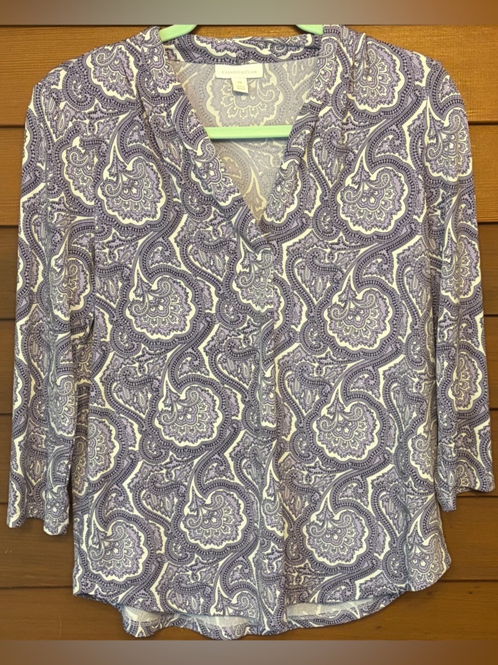 Charter Club Purple & White Knit Top Size PM - Classic Business